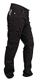 SGI-BIKE Herren Dupont™ Kevlar® Motorrad Jeans Hose Motorradjeans mit 4X Protektoren (Cargo Black) (W32/L31)