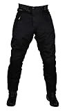 Schwarze Motorradhose mit herausnehmbarem Thermofutter, Protektoren und Weitenverstellung, für Sommer und Winter, Größe L