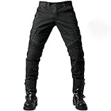 Motorrad-Hose, Schutzhose, Herren Motorrad-Jeans aus atmungsaktivem, verschleißfestem Kevlar mit 2 Paar schützenden Hüft- und Kniepolstern, Jeans (schwarz, XXL)