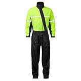 JDC Motorrad Kombi - Regenkombi - 1-Stück - Wasserdichter Regenschutz - SHIELD - Schwarz Gelb - XL - Länge Medium