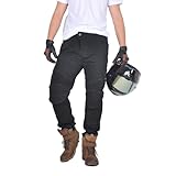 oFzimTo Motorradhose Herren mit Protektoren, Motorrad Jeans Herren, Klassisch Motorrad Hosen Herren, für Winter und Sommer Geeignet (Black,XL)