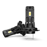 MGCOKINILY Halogen Auto Lampen H7 mit Lüfter, 500% Helligkeit als Halogenlampen 20000LM 6000K Kaltes Weiß,1:1 Mini-Größe, 2 Stück (H7)