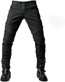 Fashionapple Motorradhose für Herren, Motorradjeans aus atmungsaktivem von hoher Qualität Straight Fit mit abnehmbaren Schutzpads für Racing Fahrrad (Schwarz, 4XL)