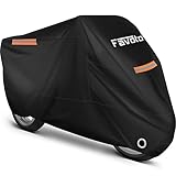 Favoto Motorrad Abdeckplane Outdoor Motorradabdeckung 210T Oxford Stoff Abdeckhaube Indoor Motorradplane Doppelt genähter mit Wasserdichten Streifen verbessertes Schlossloch 220cmx105cmx125cm
