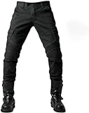 Earnmore Motorrad-Hose, Schutzhose, Herren Motorrad-Jeans aus atmungsaktivem, verschleißfestem Kevlar mit 2 Paar schützenden Hüft- und Kniepolstern, Jeans (schwarz, 3XL)