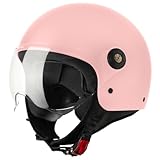 VINZ Duoro Roller Helm Jet Helm Mopedhelm Herren und Damen | in Gr. XS-XXL | Jethelm mit Visier | ECE 22.06 Zertifiziert | Motorradhelm | Erhältlich Rosa
