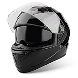 VINZ Kennet Integralhelm mit Sonnenblende | Motorrad Helm Vollvisierhelm Mopedhelm ECE 22.06 | Motorradhelm Full-Face Helme | für Damen & Herren | In Gr. XS-XXL - Schwarz