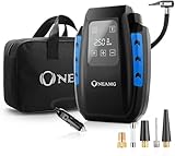 OneAmg 12V Luftkompressor, Auto Luftpumpe, Reifen Inflator, Digital Portable Kompressor mit Aktualisierter Touchscreen, Reifenpumpe 150PSI mit 3 Meter (Blau)