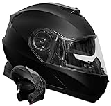 Klapphelm Integralhelm Helm Motorradhelm RALLOX 160-3 schwarz matt mit Sonnenvisier Größe XL