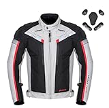 oFzimTo Motorradjacke Herren mit CE-Protektoren | Wasserdicht & Winddicht | 600D Oxford | Reflektierend | Sommer & Winter | Motorradbekleidung Männer (Grau,L)