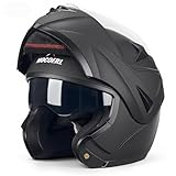 Motorradhelm klapphelm Motorrad Herren | Integralhelm Herren | Helmet Motorcycle | Mit verstärktem Kinnschutz Doppelvisier | ECE 22.06 Zertifizierung | Für Erwachsene | Mattschwarz (L)