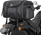 KEMIMOTO Motorrad Tasche 24-32L, wasserdichte Motorrad Hecktasche, große Kapazität, erweiterbare Satteltasche, Gepäckträgertasche mit Regenhülle, einfache Montage, schwarz