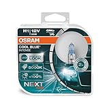 Osram Cool Blue Intense H1, mit 100 Prozent mehr Helligkeit, bis zu 5.000K, Halogen-Scheinwerferlampe, LED-Look, Duo Box (2 Lampen), Fahrzeugspezifische Passform, Blue, Duo Box