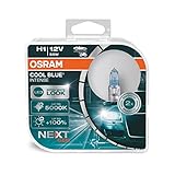 Osram Cool Blue Intense H1, mit 100 Prozent mehr Helligkeit, bis zu 5.000K, Halogen-Scheinwerferlampe, LED-Look, Duo Box (2 Lampen), Fahrzeugspezifische Passform, Blue, Duo Box