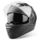 VINZ Kennet Integralhelm mit Sonnenblende | Motorrad Helm Vollvisierhelm Mopedhelm ECE 22.06 | Motorradhelm Full-Face Helme | für Damen & Herren | In Gr. XS-XXL - Matt Schwarz