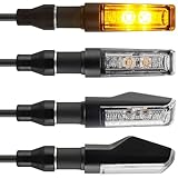 evermotor Universal 12V 4 Stück E13 Motorrad LED Blinker Aluminiumschale Doppelte helle LED mit schöner Oberflächenbehandlung IP67 Wasserdicht E geprüft Amber