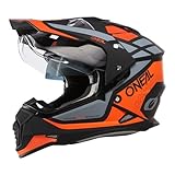 O'NEAL | Motorradhelm | Enduro Motorrad | Ventilationsöffnungen für maximalen Luftstrom & Kühlung, integrierte Sonnenblende | Sierra Helmet R V.24 | Erwachsene | Schwarz Orange Grau | Größe S