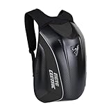 mjmoto Motorrad-Rucksack, wasserdicht, Kohlefaser, Hartschale, reflektierend, für Motorrad-Reisekoffer, Schwarz, Standard, Radfahren, Wandern, Camping, Klettern, Reisen, Angeln