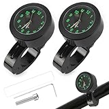 YeahBoom 2 Pcs Motorraduhr für Lenker Wasserdicht,Fahrrad Uhr,Lenkeruhr Motorrad,Motorrad Lenkeruhr,Fahrraduhr für Lenker,Motorrad-Uhren,Lenkerhalterung Uhr für Motorräder Elektrofahrzeuge