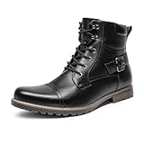 Bruno Marc Herren Motorrad Stiefel Schnürstiefel Boots Klassische Chukka Biker Freizeitschuhe,Size 44,Schwarz,PHILLY-3
