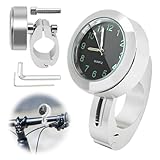 SPERMUOY Motorraduhr,Motorrad Uhr Lenker 22-25mm Motorrad Lenkeruhr,Wasserdicht Motorraduhren für Lenker, Lenkerhalterung Uhr für Motorräder, Elektrofahrzeuge-silbrig
