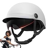 Jethelm Visier Roller Helm, Jethelm Retro,Multisport-Kollisionsschutz-Motorrad-Schutzhut Mit Sonnenblende,Fashionhelm Komfortabler Motorradhelm Für Herren Und Damen