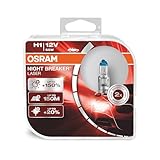 Osram Night Breaker Laser H1 next Generation, +150% mehr Helligkeit, Halogen-Scheinwerferlampe, 64150NL-HCB, 12V PKW, Duo Box (2 Lampen)