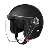 Raypontia Motorradhelme, Roller Helm Jethelm Mit Visier, Mopedhelm Motorradhelm, Scooter Helm Atmungsaktiv Mopedhelm Für Herren Damen Skateboard Helm Reithelme Für Maximaler Kopfumfang 65cm
