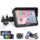 Carpuride W502PRO für Motorrad CarPlay & Android Auto & Dual Bluetooth - 5 Zoll wasserdichter GPS-Navigation für Motorrad, Musik-Sharing, Gegensprechanlage, EQ, Lichtsensor, Kompass, Barometer