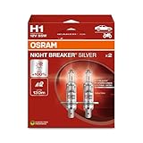 OSRAM NIGHT BREAKER SILVER H1, +100% mehr Helligkeit, Halogen-Scheinwerferlampe, 64150NBS-2HB, 12V Pkw, Hängebox (2 Lampen)