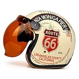 Retro-Motorradhelm mit offenem Gesicht und modischem Bubble-Visier Leichte Cruiser-Roller-Jet-Helme DOT ABS Bequem Beige S/55-56cm