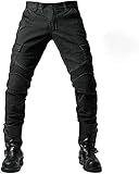 sigaer Motorradhose,Schutzhose,Herren,Motorradjeans,aus atmungsaktivem, verschleißfestem,mit 2 Paar Protektoren an Hüfte und Knie, abnehmbare Pads(Schwarz,4XL)