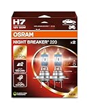OSRAM NIGHT BREAKER 220, H7, +220% mehr Helligkeit, Halogen-Scheinwerferlampe, 64210NB220-2HB, Faltschachtel (2 Lampen)
