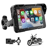 Motorrad Navi Carplay Display, Motorrad Navigationsgeräte mit CarPlay & Android Auto, 5 Zoll Wasserdicht Motorräder Display mit Bluetooth, Motorradnavigation, Sprachassistenten, Magnetische Halterung