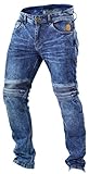Trilobite Micas Motorrad-Jeans für Herren, im modernen Slim-Fit-Stil, Blau (Blue Washed), 34