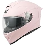 MY Motorrad Integralhelm Vollvisierhelm Mopedhelm mit Sonnenblende für Damen Herren,ECE 22.06 Genehmigung,Modell MY-936 (Matt Rosa, M)