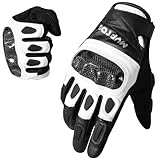 WTACTFUL Motorradhandschuhe aus Ziegenleder mit Carbon-Knöchel für Damen und Herren Touch-Screen Motorrad Handschuhe Schwarz L