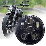 JMTBNO 5,75 Zoll Motorrad Scheinwerfer LED E Geprüft Runde Projektion Scheinwerfer Cafe Racer Scrambler Kompatibel mit Sportster 883 1200 Low Rider Wide Glide Softail Triple