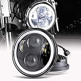 MIRTHBUY 5.75 Zoll LED Motorrad Scheinwerfer Frontscheinwerfer Angel Eye weißer für Harley-Davidson-Wasserdichter Jeep