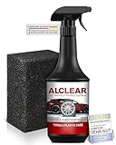 ALCLEAR Reifenglanz - Premium Autoreifen Pflege für matten Seidenglanz - 1000ml Autoreifen Glanzspray inkl. Auftragsschwamm für professionelle Auto Aufbereitung - Kunststoffpflege Auto Gummipflege