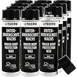 TECPO Wachs Unterbodenschutz Spray, 12x 500ml Unterbodenschutzwachs Karosserieschutz Wachsunterbodenschutz Steinschlagschutz Wax Schutzwachs Rostschutz Wachskorrosionsschutz
