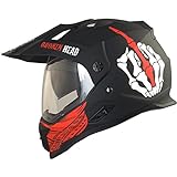 Broken Head Street Rebel Motocross-Helm rot mit Visier - Enduro-Helm - MX Cross-Helm mit Sonnenblende - Quad-Helm (XXL 63-64 cm)