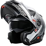NENKI Klapphelm Integralhelm Motorradhelm mit Sonnenblende und Visier, ABS-Schale, ECE 22.06, M-XXL