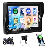 CAMECHO Portable Bildschirm für Motorrad, Wireless CarPlay & Android Auto Navigator GPS Navi, 5 Zoll IP67 Wasserdicht IPS Touchscreen für Motorräder mit Bluetooth EQ Display für Motorrad