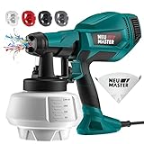 NEU MASTER Farbsprühsystem Elektrisch - 1200 ML HVLP Lackierpistole, Aktualisiert Farbsprühgerät für Auto/Möbel, 500 W/4 Düsen/3 Sprühmuster