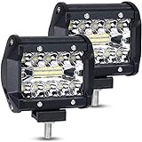 URAQT LED Arbeitsscheinwerfer, Scheinwerfer LED Auto, 2x60W Zusatzscheinwerfer, Flutlicht Wasserdicht, Wasserdicht Offroad Scheinwerfer, 4 Zoll