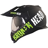Broken Head made2rebel Motocross-Helm grün mit Visier - Enduro-Helm - MX Cross-Helm mit Sonnenblende - Quad-Helm (XL 61-62 cm)