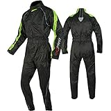 Regenkombi Wasserdicht Motorrad Roller Regenhose Regenjacke Regenanzug Fluo XL