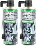 COM-FOUR® 2X Reifen Pannenspray je 450 ml - Autoreifen Pannenset auch für Motorradreifen - Reifenreparaturset - Reifendicht-Spray für Auto und Motorrad
