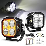 CO LIGHT 3' LED Arbeitsscheinwerfer 12V 24V 12000LM Square LED Zusatzscheinwerfer Auto Mit 270° Ausleuchtung Gelb/Weiß DRL Für Offroad Trucks UTV ATV Motorcycle